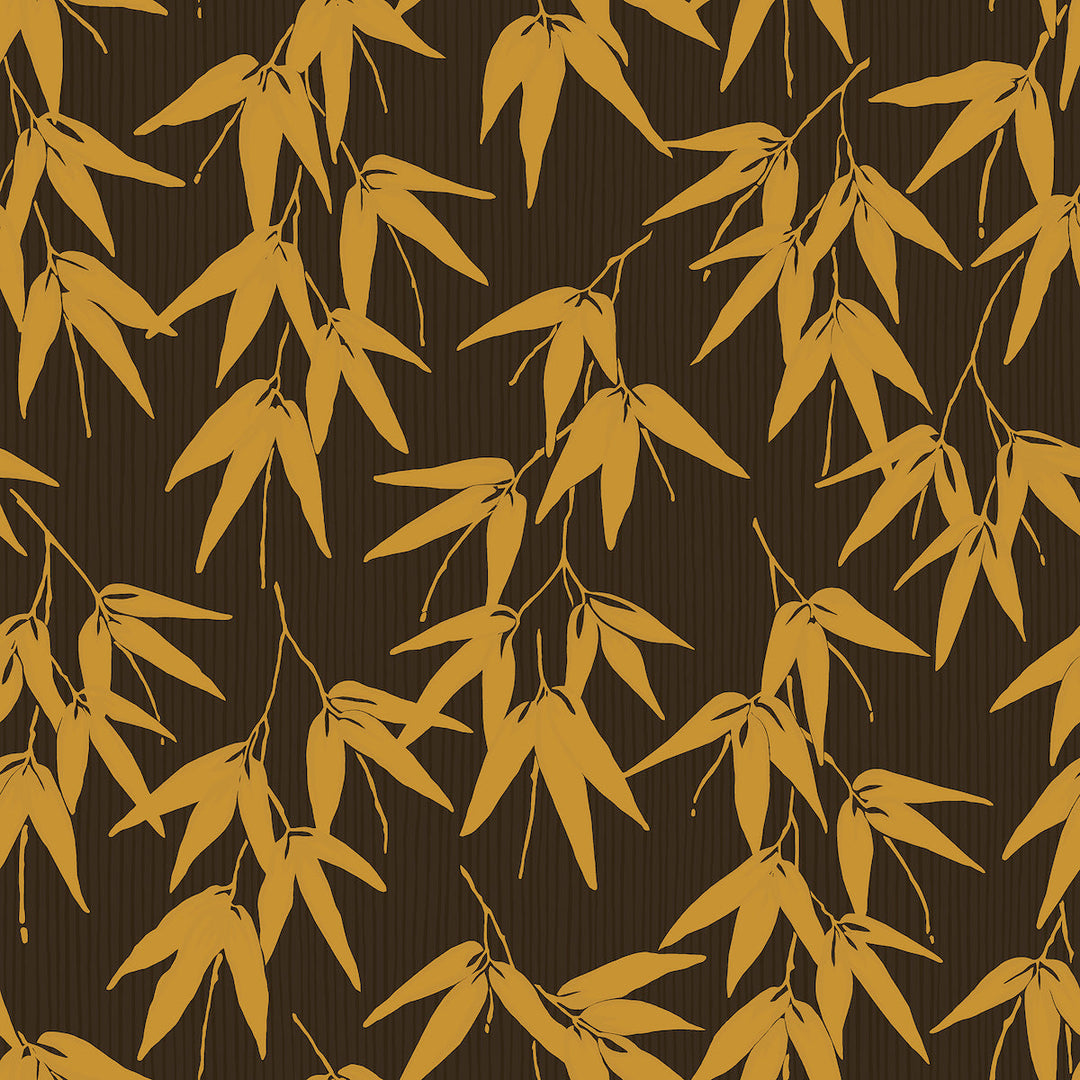 Schumacher Wallcovering Bamboo Garden - Brown And Gold
