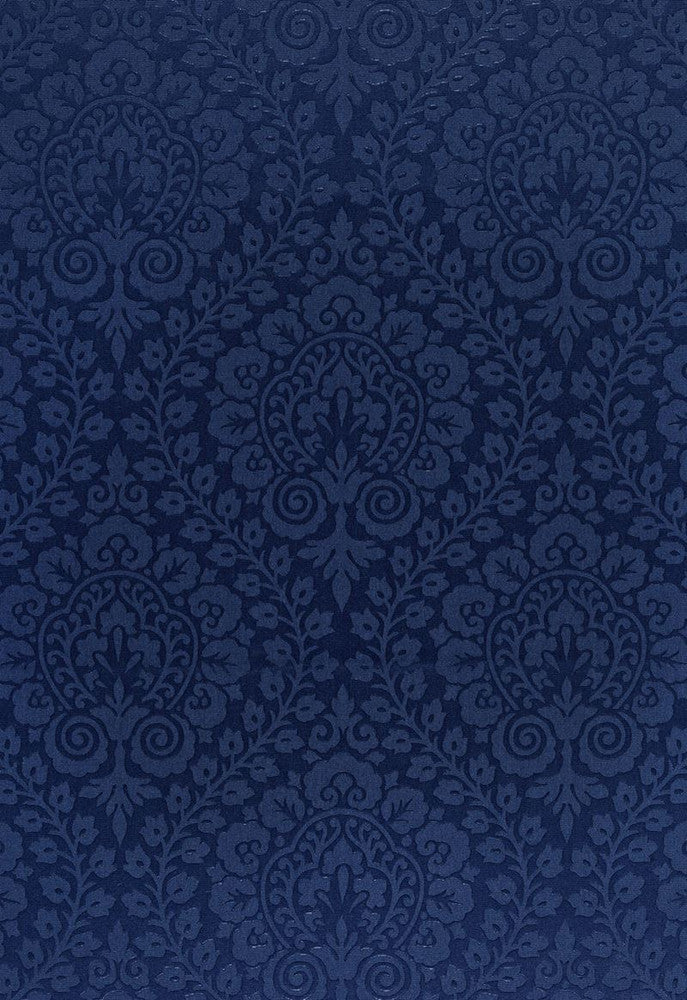 Amalfi Damask Navy 64694 by Schumacher Designer Fabric Cote-D'azure 100% Solution Martindale 20,000 Horizontal: 12.5 and Vertical: 13.375 50.25 - Swanky Fabrics -