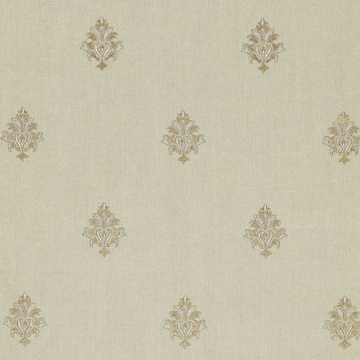 Lorenzo Embroidery Natural 64723 by Schumacher Designer Fabric CHROMA See Sample INDIA LIGHT DUTY </p><p>Repeat: Horizontal: 5 1/8" (13CM) and Vertical: 11 1/2" (29CM) 51 3/8" WIDE (130CM) - Swanky Fabrics -