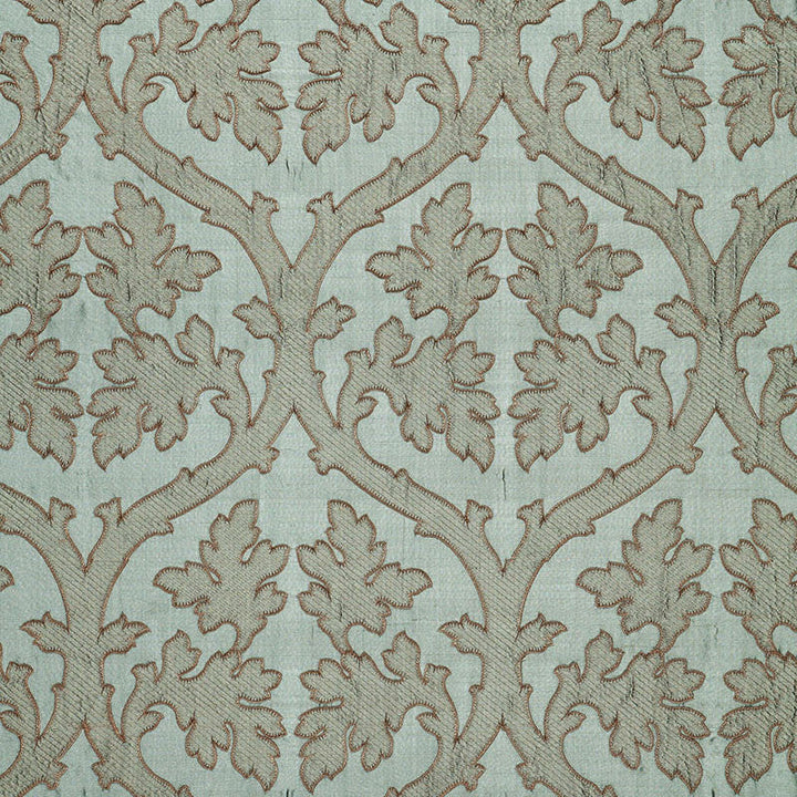 Ravenna Embroidery Mineral 64740 by Schumacher Designer Fabric CHROMA See Sample INDIA LIGHT DUTY </p><p>Repeat: Horizontal: 10" (25CM) and Vertical: 15" (38CM) 50 3/8" WIDE (128CM) - Swanky Fabrics -