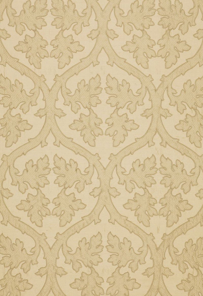 Ravenna Embroidery Bone 64742 by Schumacher Designer Fabric Chroma 100% Silk Martindale 4,000 Horizontal: 10 and Vertical: 15 50.375 - Swanky Fabrics -