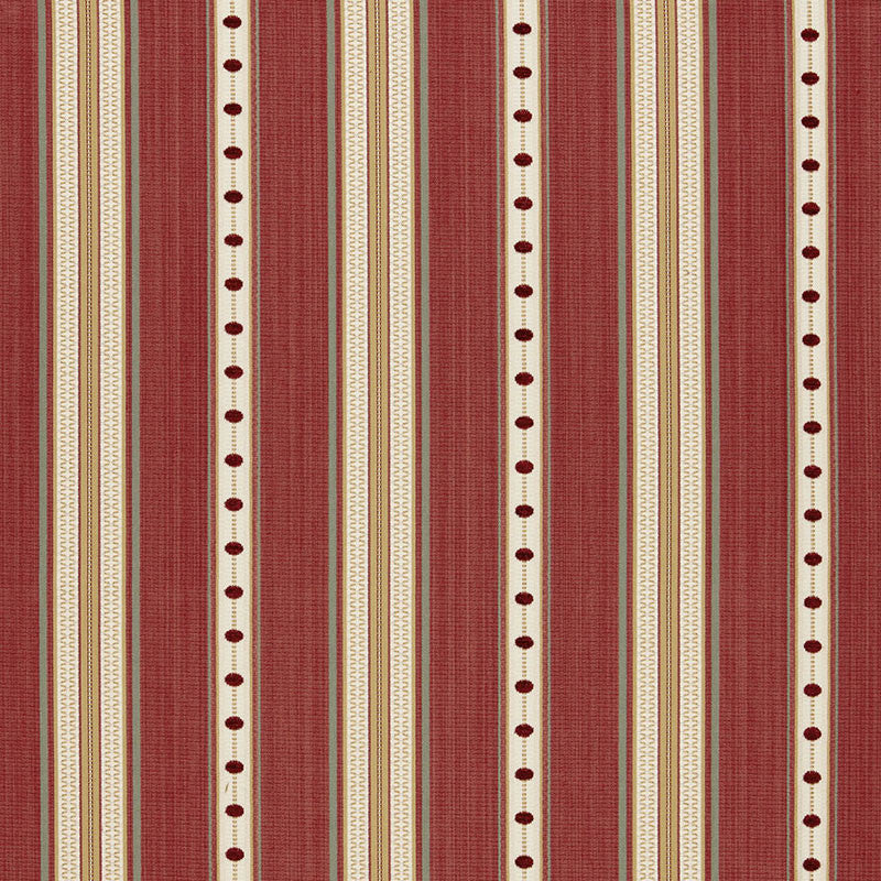 Francesca Stripe Rouge 64752 by Schumacher Designer Fabric CHROMA SP14 COTTON 76% VISCOSE 21% ITALY MARTINDALE 6,000 </p><p>Repeat: Horizontal: 6 3/4" (17CM) and Vertical: 1" (3CM) 54 - Swanky Fabrics -