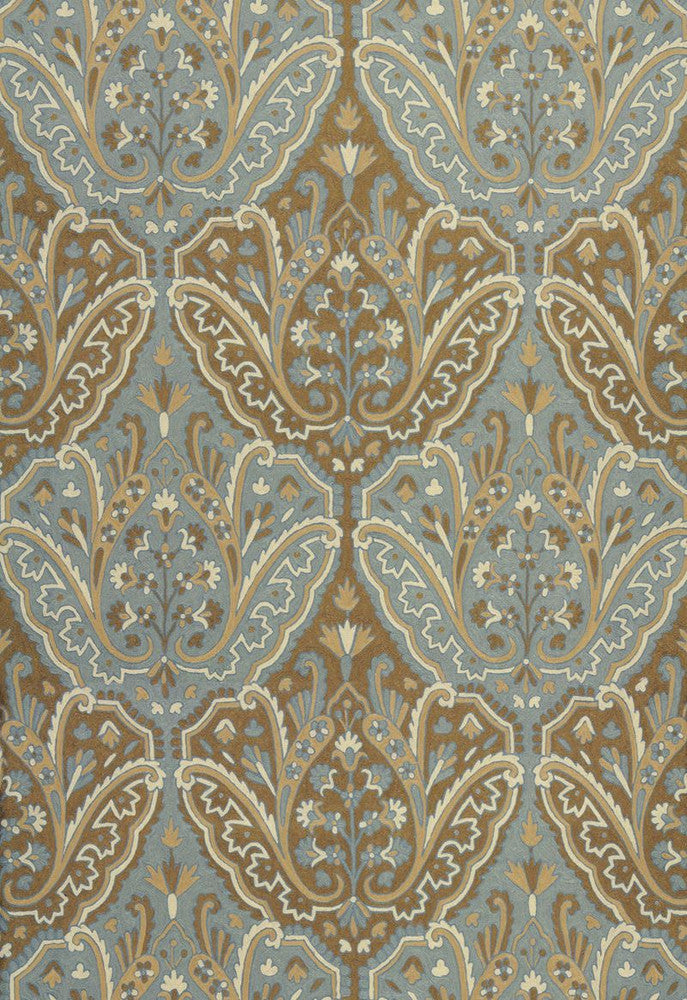 Maharajah Crewel Embroidery Verdigris 64810 by Schumacher Designer Fabric COLLECTION-NAME-TBA-64810 70% Wool, 30% Cotton Martindale 10,000 Horizontal: 24.5 and Vertical: 32.25 50 - Swanky Fabrics -