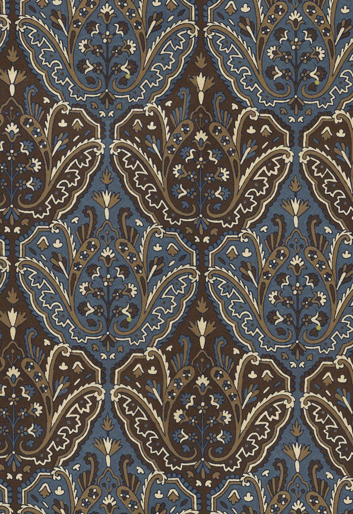 Maharajah Crewel Embroidery Indigo 64812 by Schumacher Designer Fabric COLLECTION-NAME-TBA-64810 70% Wool, 30% Cotton Martindale 10,000 Horizontal: 24.5 and Vertical: 32.25 50 - Swanky Fabrics -