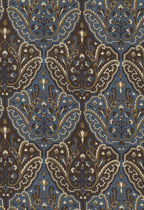 Schumacher Fabric Maharajah Crewel Embroidery Indigo 64812