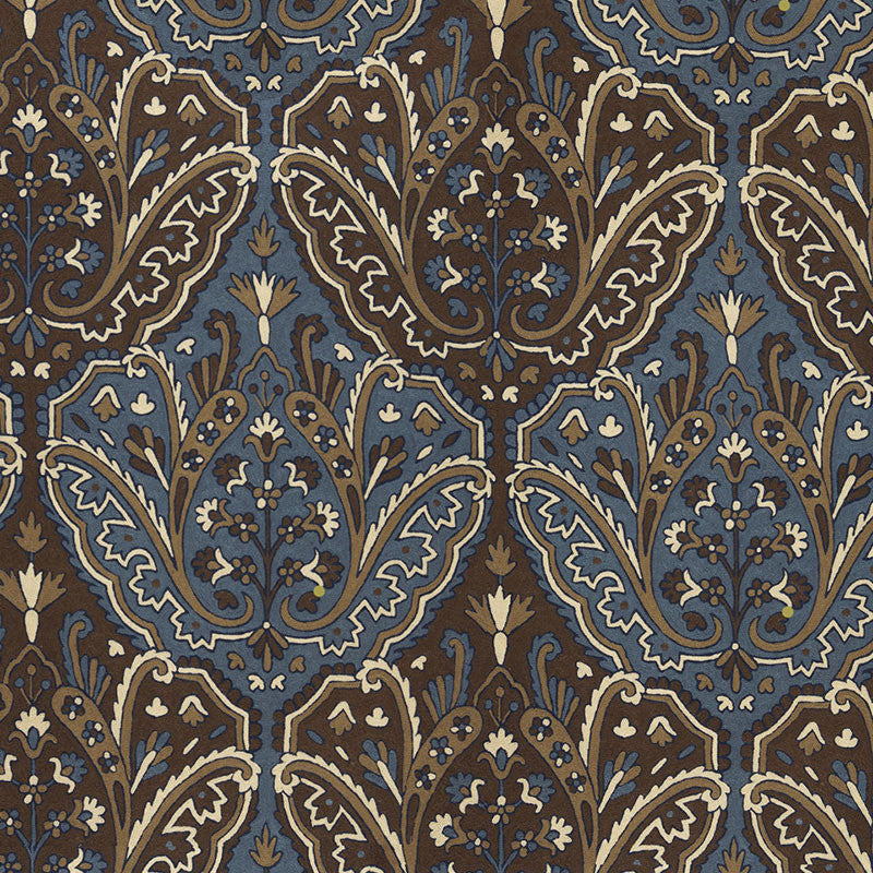 Maharajah Crewel Embroidery Indigo 64812 by Schumacher Designer Fabric CLASSIC WOVENS See Sample INDIA MEDIUM DUTY </p><p>Repeat: Horizontal: 24 1/2" (62CM) and Vertical: 32 1/4" (82CM) 50" WIDE (127CM) - Swanky Fabrics -