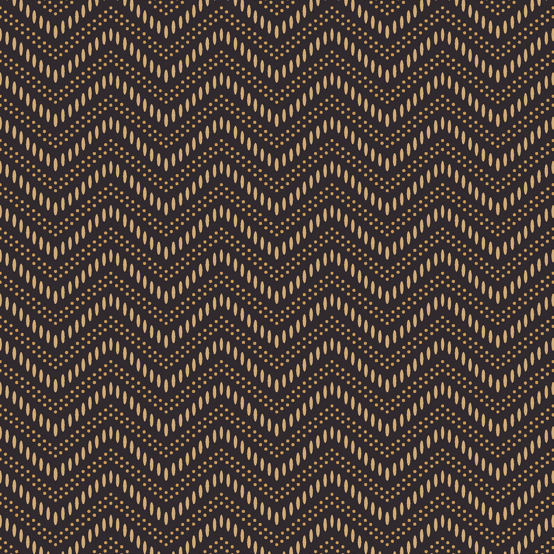 Schumacher Wallcovering Chevron Dots - Brown And Gold