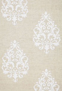 Schumacher Fabric Belfort Linen Applique Linen 65100