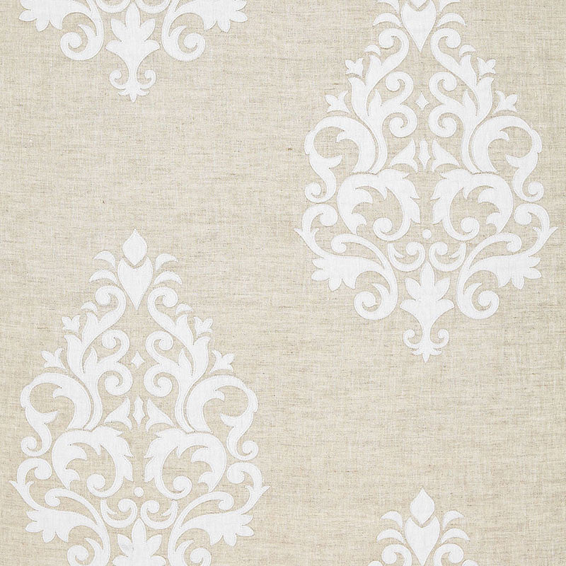 Belfort Linen Applique Linen 65100 by Schumacher Designer Fabric ESSENTIALS: SHEERS & CASEMENTS II LINEN 100% INDIA WYZENBEEK 3,000 </p><p>Repeat: Horizontal: 12 1/2" (32CM) and Vertical: 22 1/2" (57CM) 52 - Swanky Fabrics -