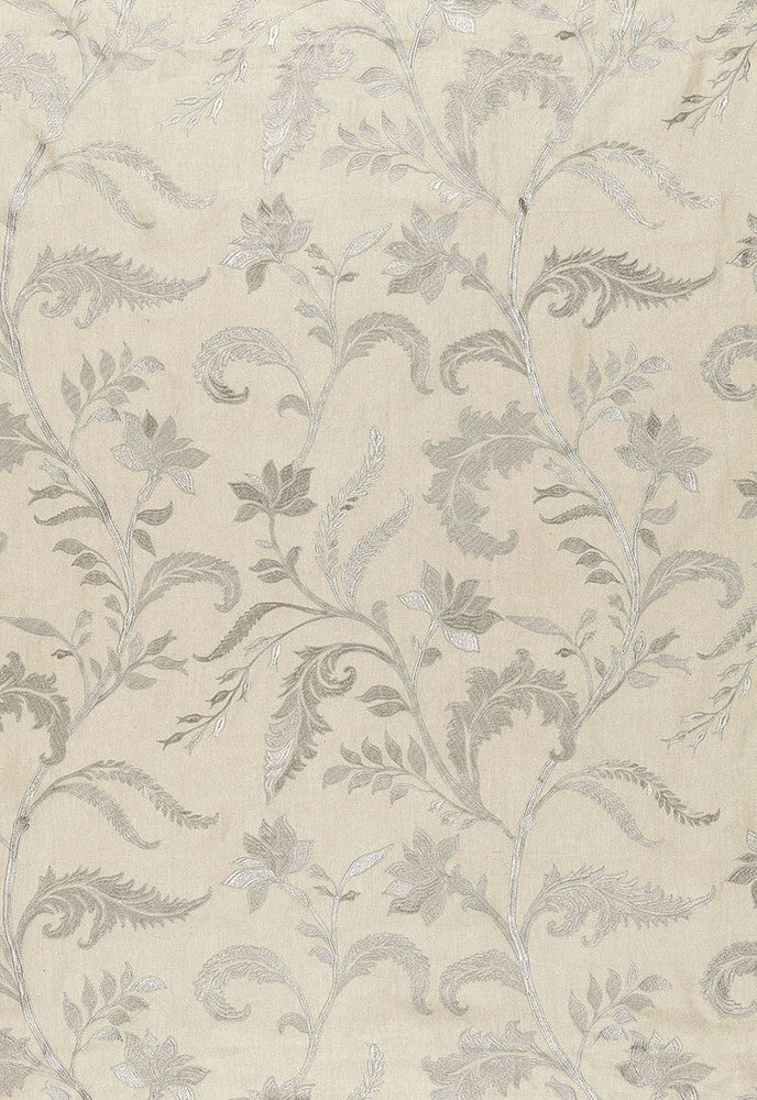 Monceau Linen Embroidery Zinc 65130 by Schumacher Designer Fabric Au-Naturel 90% Linen, 10% Viscose Wyzenbeek 3,000 Horizontal: 25 and Vertical: 30 50 - Swanky Fabrics -