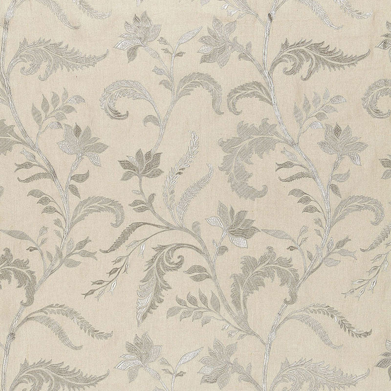 Monceau Linen Embroidery Zinc 65130 by Schumacher Designer Fabric AU NATUREL See Sample INDIA LIGHT DUTY </p><p>Repeat: Horizontal: 25" (64CM) and Vertical: 30" (76CM) 50" WIDE (127CM) - Swanky Fabrics -