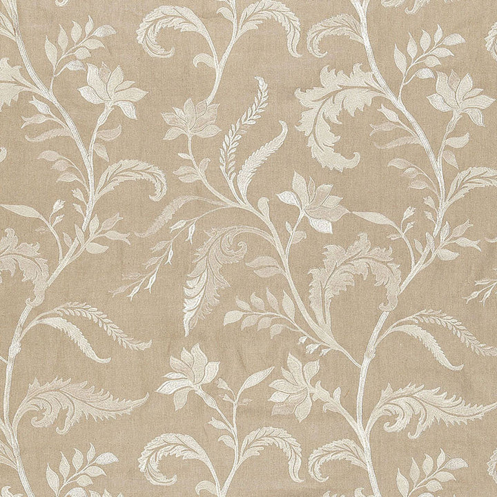 Monceau Linen Embroidery Greige 65131 by Schumacher Designer Fabric AU NATUREL See Sample INDIA LIGHT DUTY </p><p>Repeat: Horizontal: 25" (64CM) and Vertical: 30" (76CM) 50" WIDE (127CM) - Swanky Fabrics -