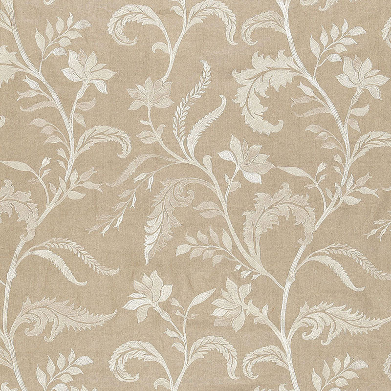 Monceau Linen Embroidery Greige 65131 by Schumacher Designer Fabric AU NATUREL LINEN 90% VISCOSE 10% INDIA WYZENBEEK 3,000 </p><p>Repeat: Horizontal: 25" (64CM) and Vertical: 30" (76CM) 50 - Swanky Fabrics -