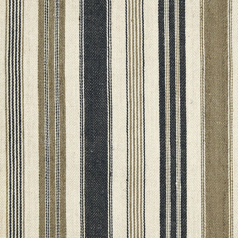 Montauban Stripe Noir / Tobacco 65172 by Schumacher Fabric Schumacher Fabric Montauban Stripe Noir / Tobacco 65172Fabric LINEN 58% INDIA </p><p>Repeat: H: HORZ. 17 1/2" (44CM) , V: 53.375 - Fabric Carolina -