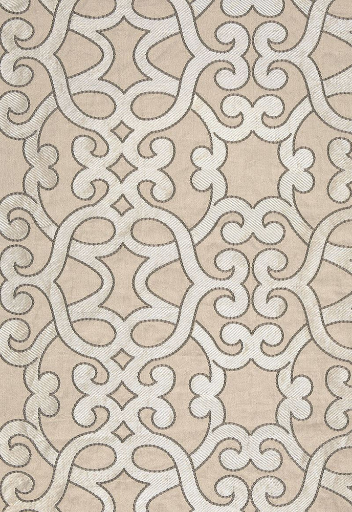 Amboise Linen Embroidery Greige 65181 by Schumacher Designer Fabric Au-Naturel 61% Linen, 39% Viscose - Horizontal: 16.75 and Vertical: 15 50 - Swanky Fabrics -