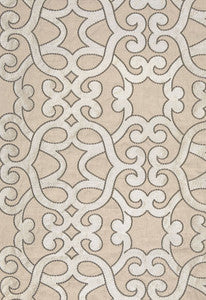 Schumacher Fabric Amboise Linen Embroidery Greige 65181