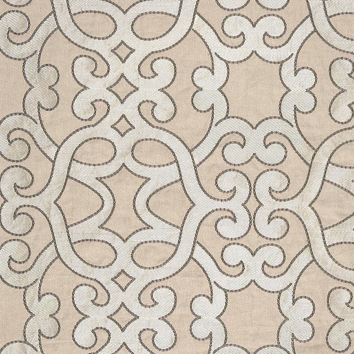 Amboise Linen Embroidery Greige 65181 by Schumacher Designer Fabric AU NATUREL LINEN 61% VISCOSE 39% INDIA </p><p>Repeat: Horizontal: 16 3/4" (43CM) and Vertical: 15" (38CM) 50 - Swanky Fabrics -