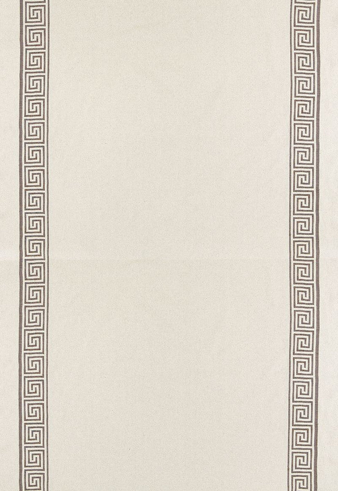 Greek Key Embroidery II Truffle 65250 by Schumacher Designer Fabric Au-Naturel 70% Cotton, 24% Linen, 6% Wool Martindale 20,000 Horizontal: - and Vertical: 4.125 58 - Swanky Fabrics -