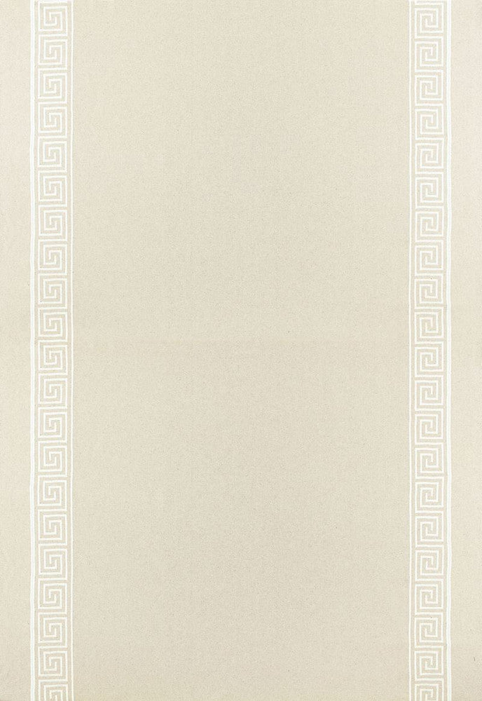 Greek Key Embroidery II Oyster 65252 by Schumacher Designer Fabric Au-Naturel 70% Cotton, 24% Linen, 6% Wool Martindale 20,000 Horizontal: - and Vertical: 4.125 58 - Swanky Fabrics -