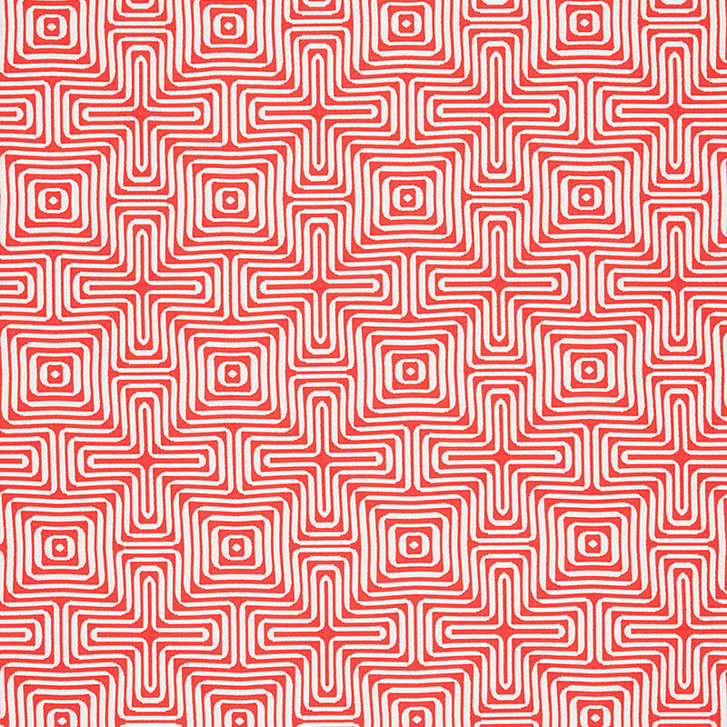 Amazing Maze Coral 65324 by Schumacher Designer Fabric TRINA TURK See Sample UNITED STATES OF AMERICA MEDIUM DUTY </p><p>Repeat: Horizontal: 6 3/8" (16CM) and Vertical: 6 3/8" (16CM) 51" WIDE (130CM) - Swanky Fabrics -