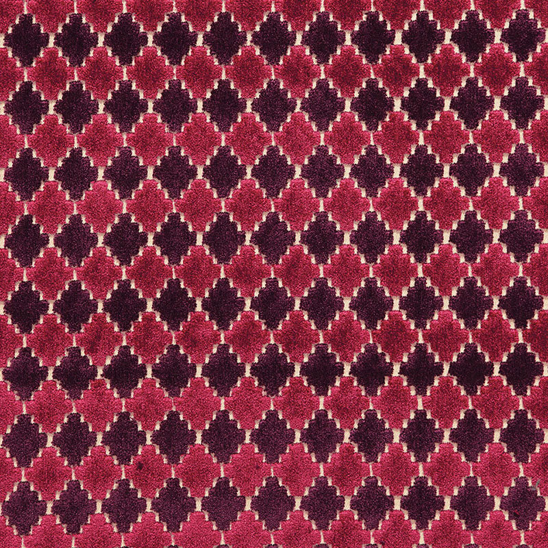Marrakesh Velvet Black Cherry 65640 by Schumacher Designer Fabric CHROMA See Sample ITALY HEAVY DUTY </p><p>Repeat: Horizontal: 1" (3CM) and Vertical: 1 1/2" (4CM) 55" WIDE (140CM) - Swanky Fabrics -