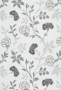 Schumacher Fabric Sheridan Linen Embroidery Grisaille 65663