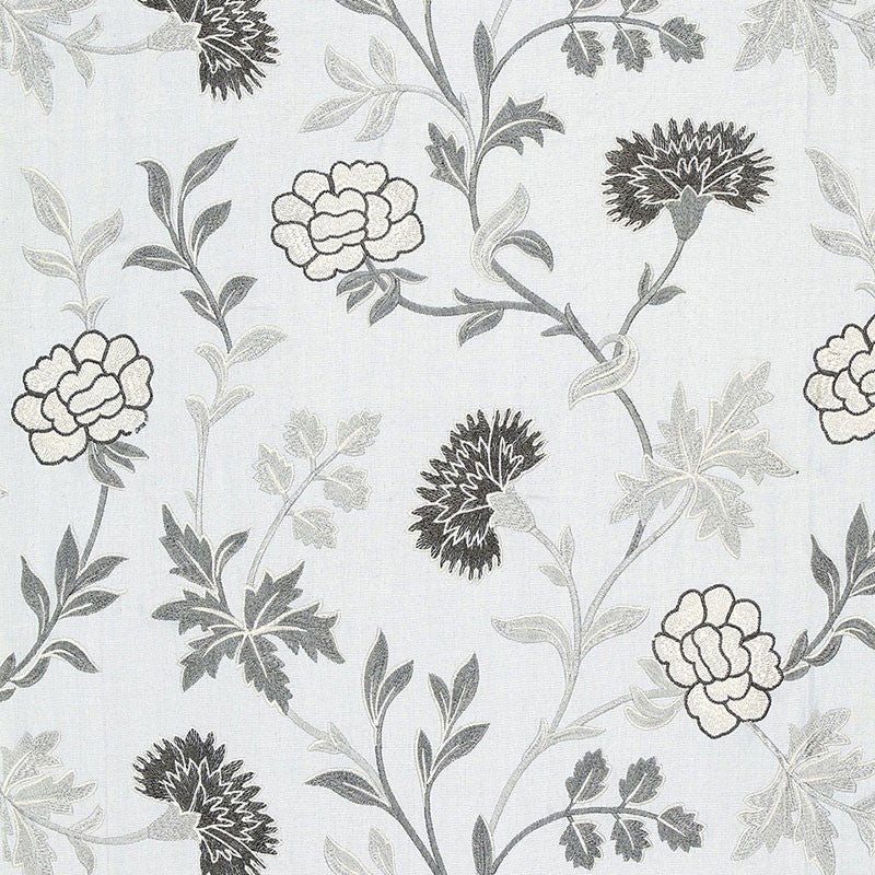 Sheridan Linen Embroidery Grisaille 65663 by Schumacher Designer Fabric CHROMA See Sample INDIA . </p><p>Repeat: Horizontal: 25" (64CM) and Vertical: 25" (64CM) 50 2/8" WIDE (128CM) - Swanky Fabrics -