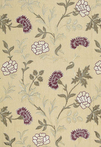 Schumacher Fabric Sheridan Linen Embroidery Mulberry 65664