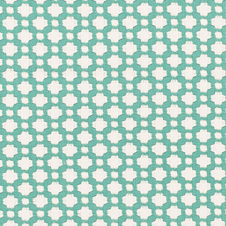 Betwixt Pool/Natural 65687 by Schumacher Designer Fabric ESSENTIALS: SMALL-SCALE UPHOLSTERY I See Sample INDIA MEDIUM DUTY </p><p>Repeat: Horizontal: 1 5/8" (4CM) and Vertical: 1 3/8" (3CM) 54" WIDE (137CM) - Swanky Fabrics -