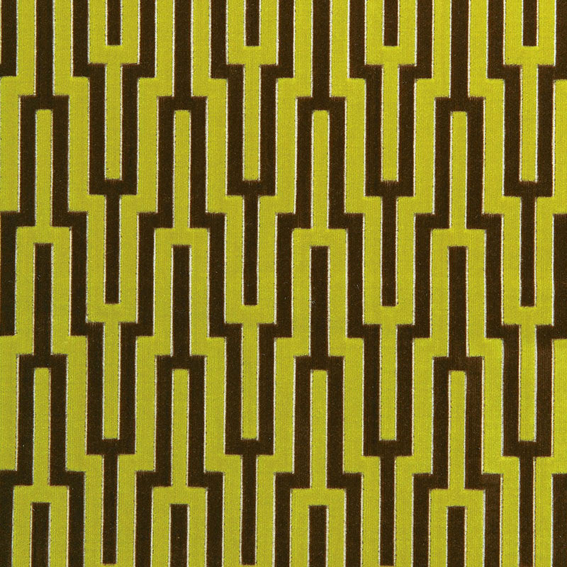 Metropolitan Velvet Bamboo Shoot 65700 by Schumacher Designer Fabric CHROMA POLYESTER 67% VISCOSE 18% BELGIUM MARTINDALE 40,000 </p><p>Repeat: Horizontal: 3 1/2" (9CM) and Vertical: 6 5/8" (17CM) 55 - Swanky Fabrics -