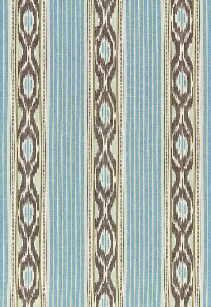 Madagascar Ikat Stripe Oasis 65720 by Schumacher Designer Fabric Chroma 54% Linen, 46% Cotton Martindale 8,000 Horizontal: 9 and Vertical: 4.5 54 - Swanky Fabrics -