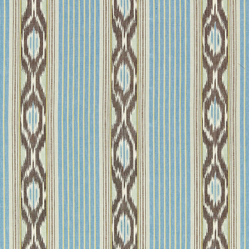 Madagascar Ikat Stripe Oasis 65720 by Schumacher Fabric Schumacher Fabric Madagascar Ikat Stripe Oasis 65720Fabric LINEN 54% INDIA </p><p>Repeat: H: HORZ. 9" (23CM) , V: VERT. 4 1/2" (11CM) 54 - Fabric Carolina -