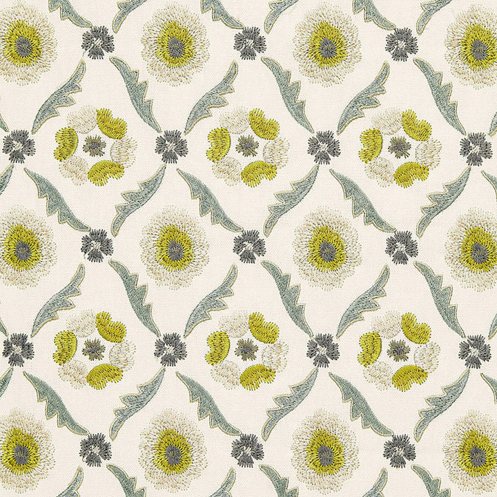 Claremont Embroidery Chartreuse 65741 by Schumacher Fabric Schumacher Fabric Claremont Embroidery Chartreuse 65741Fabric LINEN 61% INDIA </p><p>Repeat: H: HORZ. 4 3/4" (12CM) , V: VERT. 6 1/4" (16CM) 51.25 - Fabric Carolina -