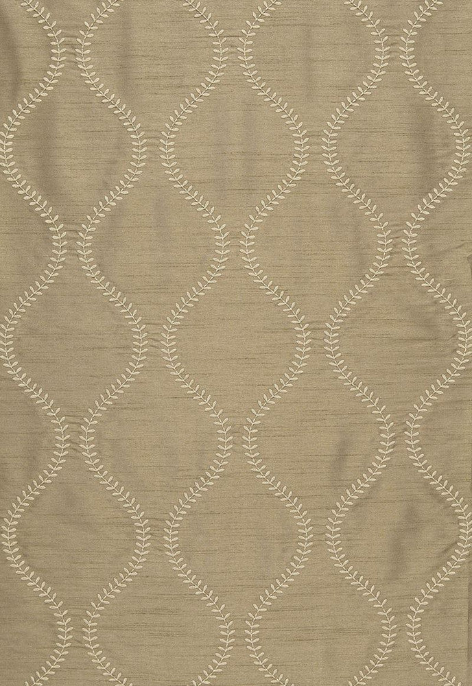 Agadir Embroidery Chanterelle 65750 by Schumacher Designer Fabric Chroma 100% Polyester Wyzenbeek 12,000 Horizontal: 3.25 and Vertical: 7.5 50.5 - Swanky Fabrics -