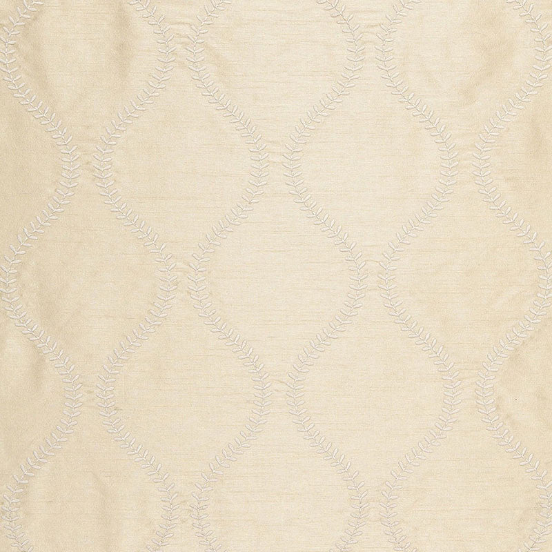 Agadir Embroidery Champagne 65752 by Schumacher Designer Fabric CHROMA See Sample INDIA HEAVY DUTY </p><p>Repeat: Horizontal: 3 1/4" (8CM) and Vertical: 7 1/2" (19CM) 50 1/2" WIDE (128CM) - Swanky Fabrics -