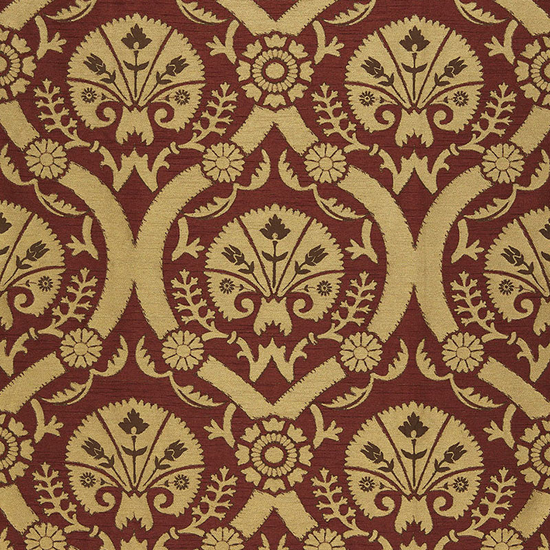 Taza Damask Spice 65771 by Schumacher Designer Fabric CHROMA See Sample INDIA LIGHT DUTY </p><p>Repeat: Horizontal: 7" (18CM) and Vertical: 19" (48CM) 55 2/8" WIDE (140CM) - Swanky Fabrics -