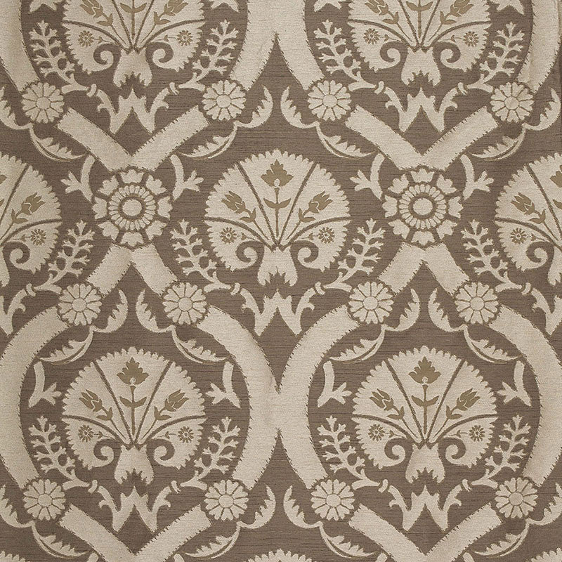 Taza Damask Chanterelle 65772 by Schumacher Designer Fabric CHROMA POLYESTER 100% INDIA WYZENBEEK 15,000 </p><p>Repeat: Horizontal: 7" (18CM) and Vertical: 19" (48CM) 55.25 - Swanky Fabrics -
