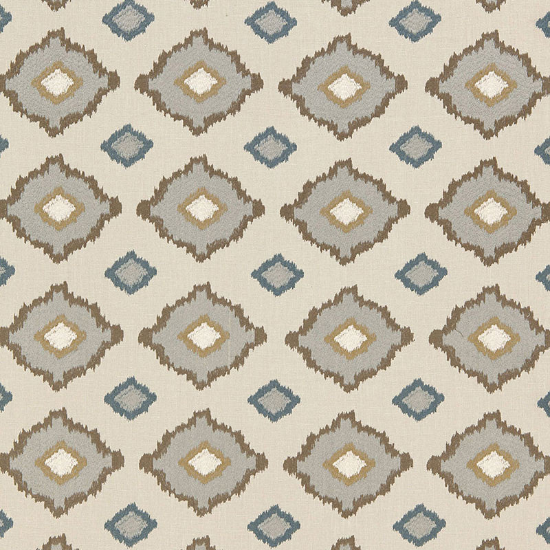 Sikar Embroidery Flax 65784 by Schumacher Designer Fabric MARTYN LAWRENCE BULLARD See Sample INDIA MEDIUM DUTY </p><p>Repeat: Horizontal: 5 3/4" (15CM) and Vertical: 5" (13CM) 52" WIDE (132CM) - Swanky Fabrics -