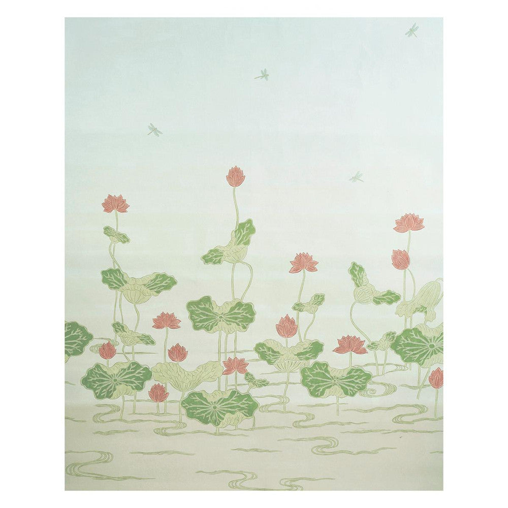 Kireina Lotus Coral Ivory 5011690 by Schumacher Designer Wallpaper Perennial Favorites 108.0" - Swanky Fabrics -