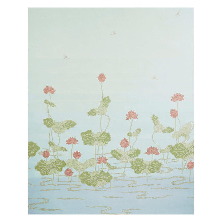Kireina Lotus Mineral 5011692 by Schumacher Designer Wallpaper Perennial Favorites 108.0" - Swanky Fabrics -