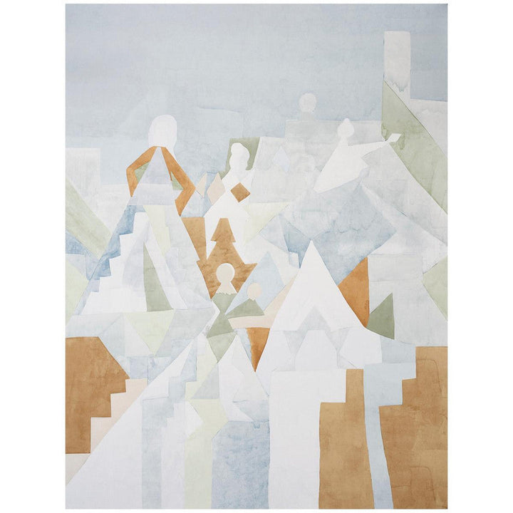 Steps Sky & Saddle 5011100 by Schumacher Designer Wallpaper Peg Norriss 108.0" - Swanky Fabrics -