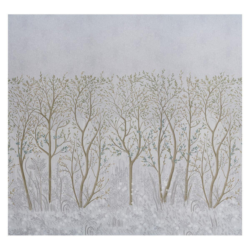 Brindille Golden Accented Dove 5010920 by Schumacher Designer Wallpaper Colette Cosentino 162.0" - Swanky Fabrics -