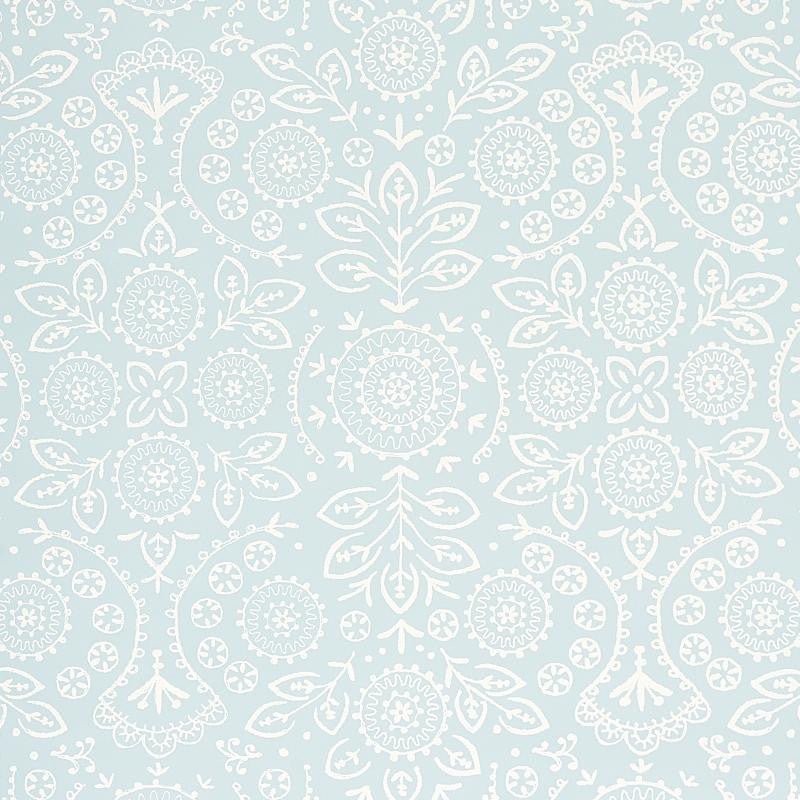 Tiana Sky 5011840 by Schumacher Designer Wallpaper Bohemia 13.5" - Swanky Fabrics -