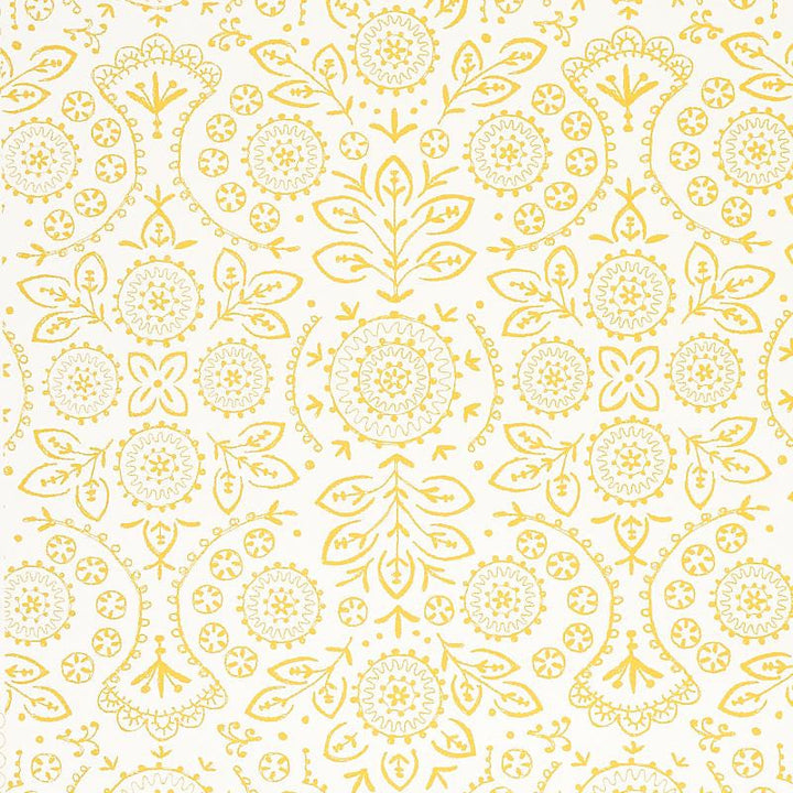 Tiana Yellow 5011842 by Schumacher Designer Wallpaper Bohemia 13.5" - Swanky Fabrics -