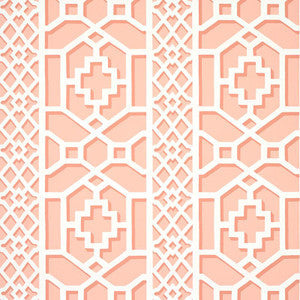 Schumacher Wallpaper Zanzibar Trellis Coral 5006946