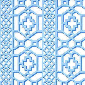 Schumacher Wallpaper Zanzibar Trellis Blue 5006947