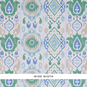 Schumacher Wallpaper Elizia Ikat Green & Blue 5010710