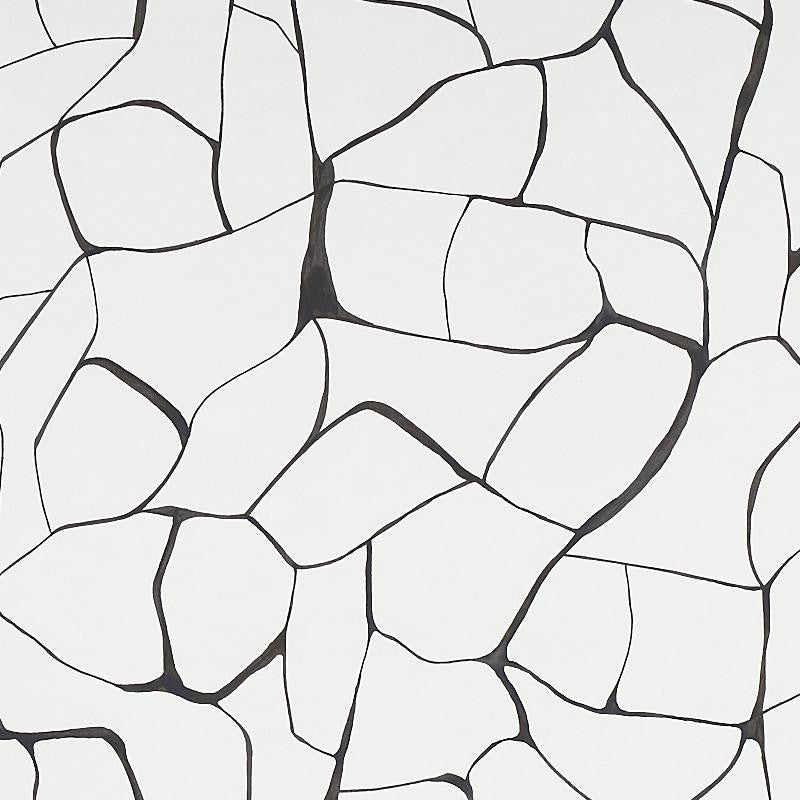 Filigree Black 5009704 by Schumacher Designer Wallpaper New Wave: Black & White 54.0" - Swanky Fabrics -