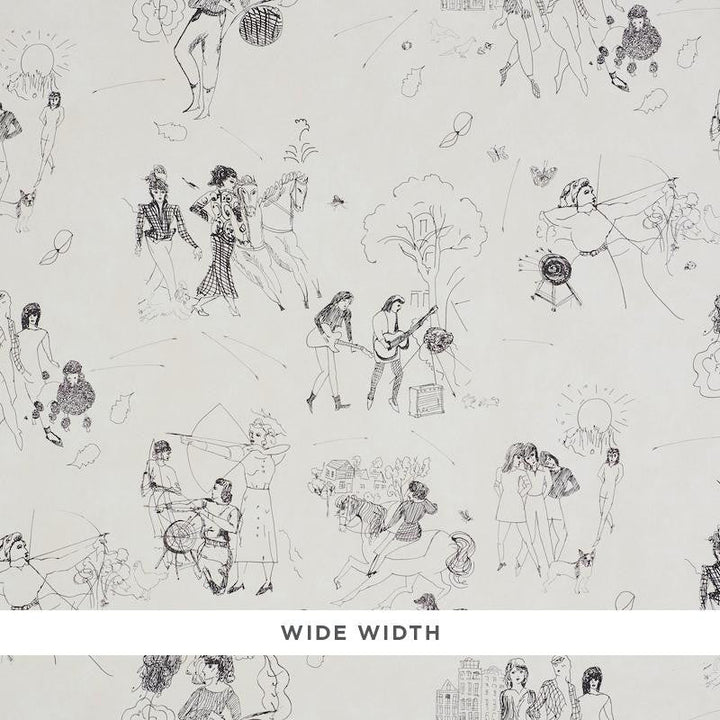 Toile De Femmes Parchment 5011080 by Schumacher Designer Wallpaper Peg Norriss 18.0" - Swanky Fabrics -