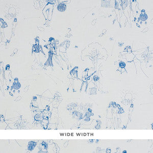 Schumacher Wallpaper Toile De Femmes Indigo 5011081